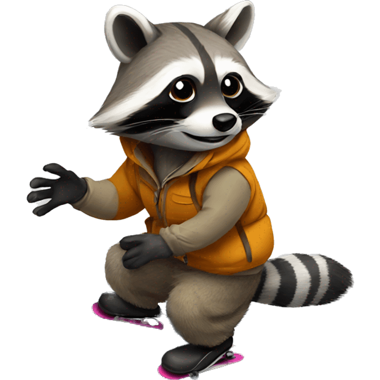 Raccoon on snowboard  emoji