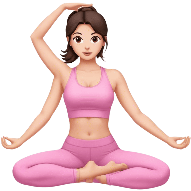 Brunnete sexy yoga girl light pink clothes  emoji