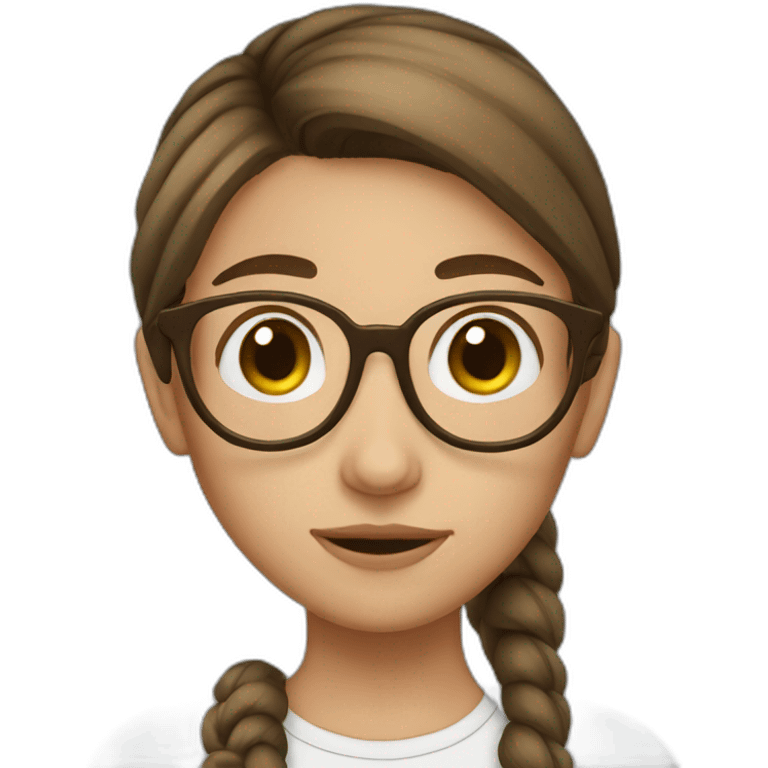 Cute girl with brown hair and a ponytail and glasses and tan emoji