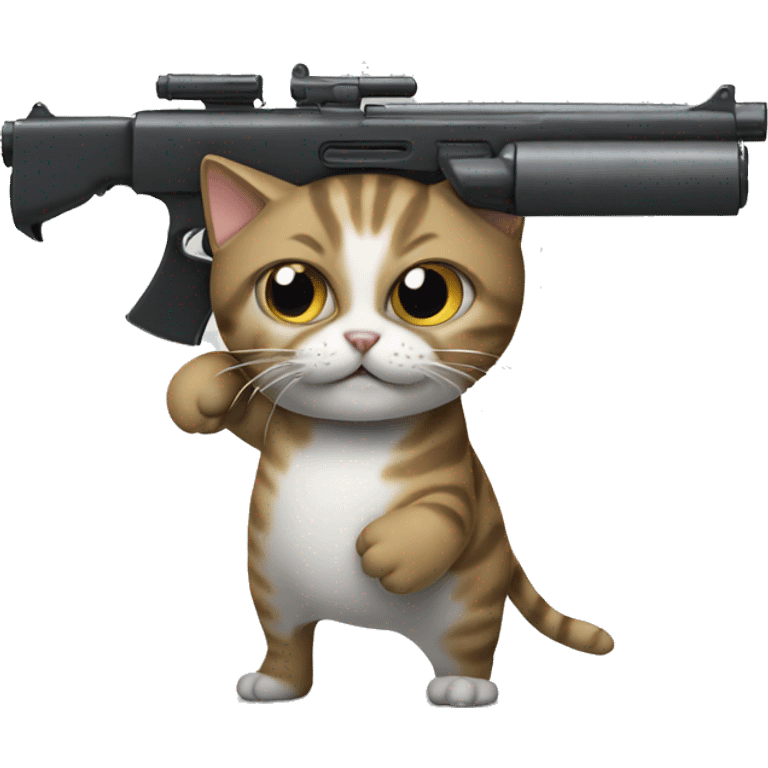 cat with a large gun emoji