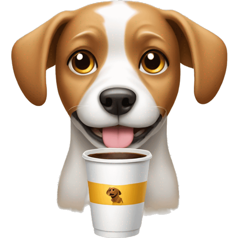 Dog with coffee emoji