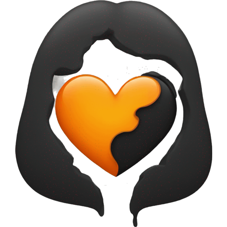 Half black and half orange heart emoji