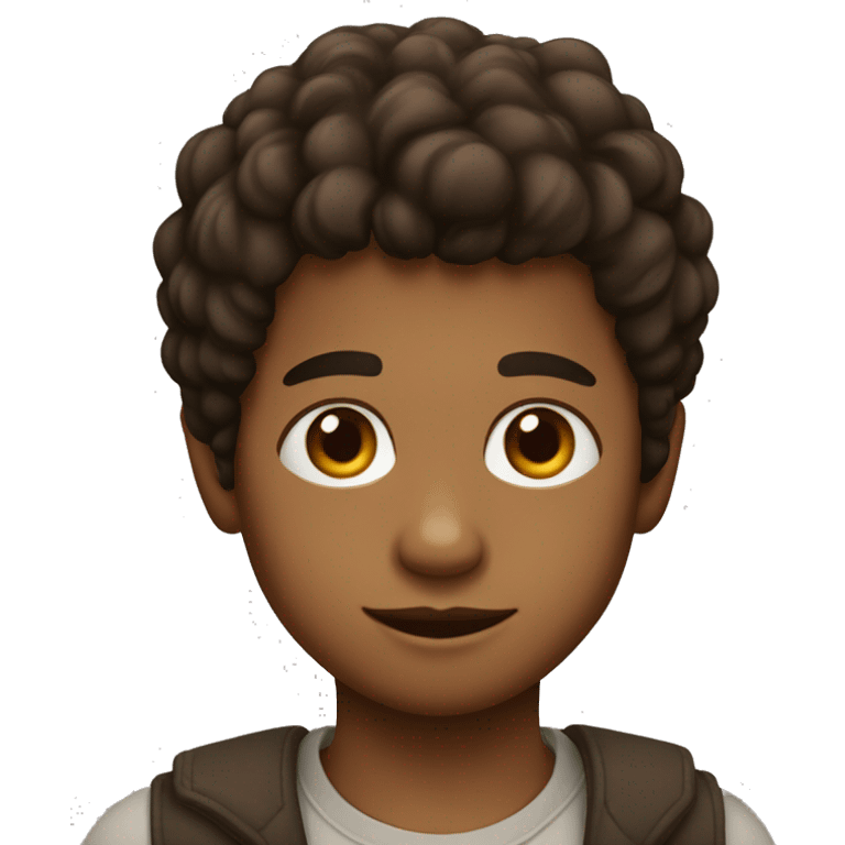 niño de pelo negro, ojos marrones y delgado emoji