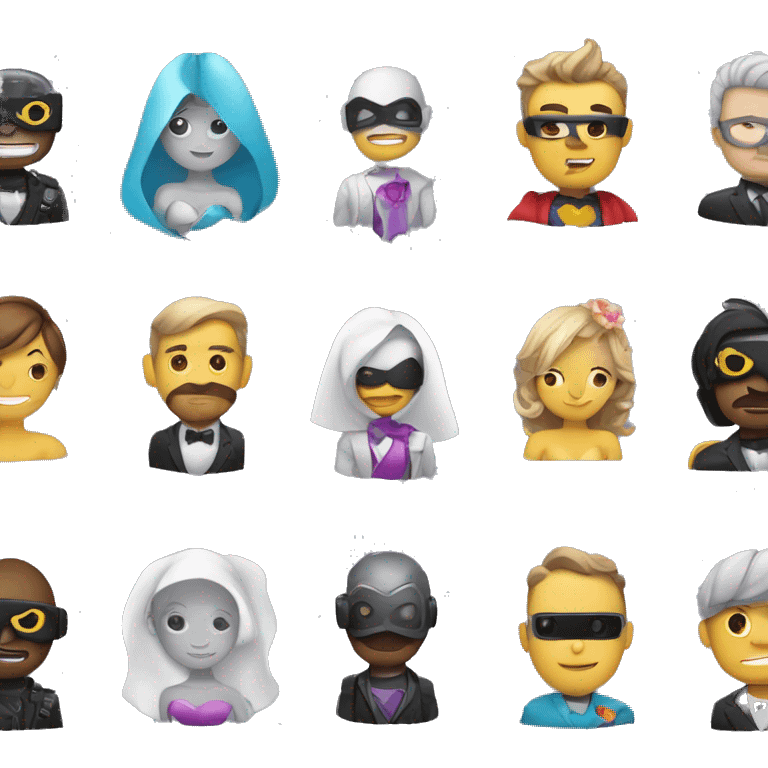 3d emoji in the style of a superhero futuristic robot of a man a a woman getting married    emoji