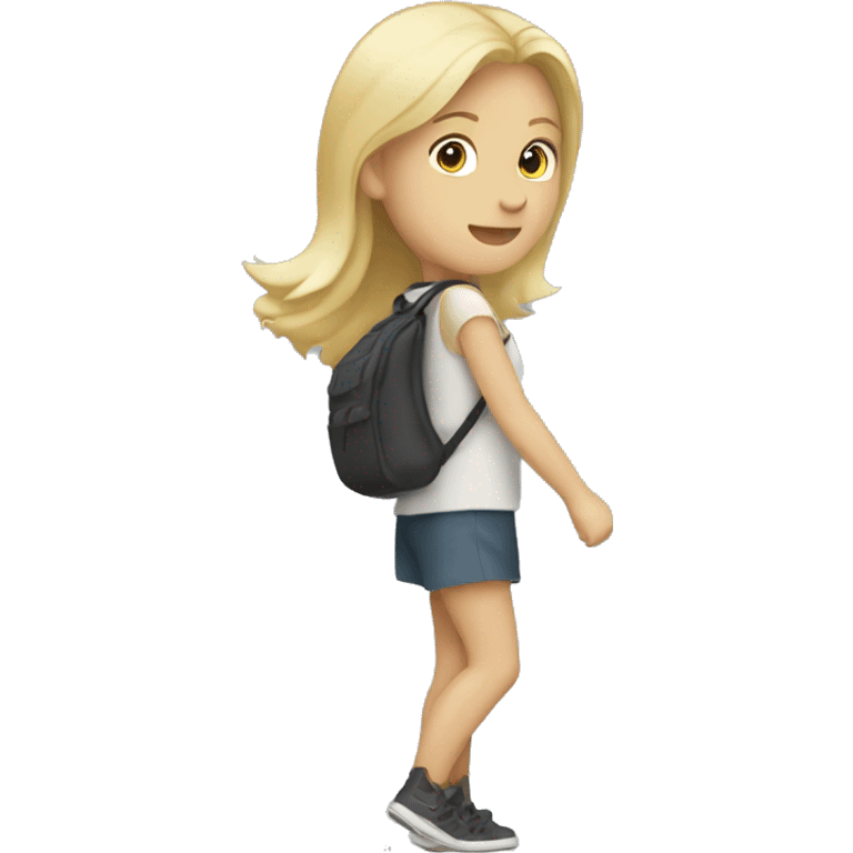 caucasian blonde girl walking away from me emoji