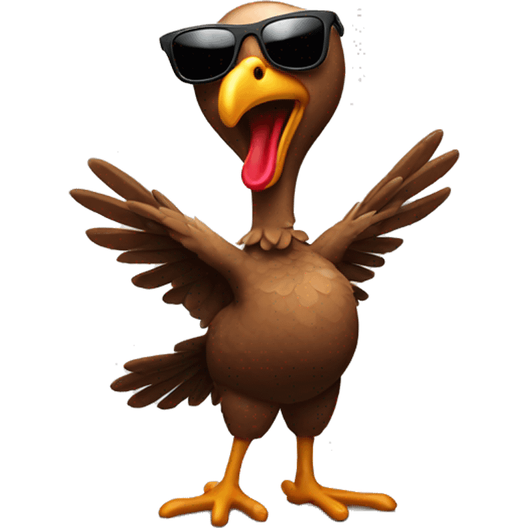 Dancing turkey with sunglasses emoji