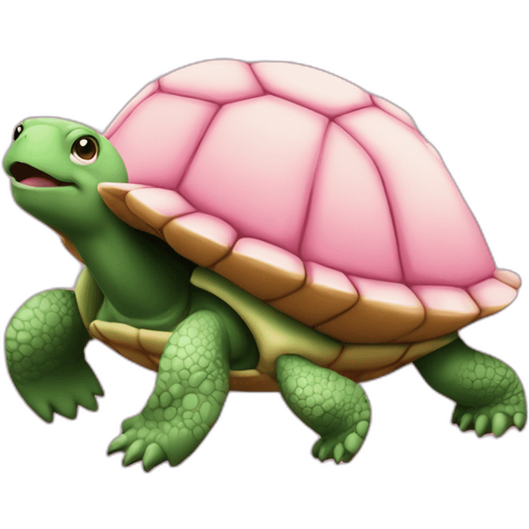 Une tortues sur une tortue rose emoji