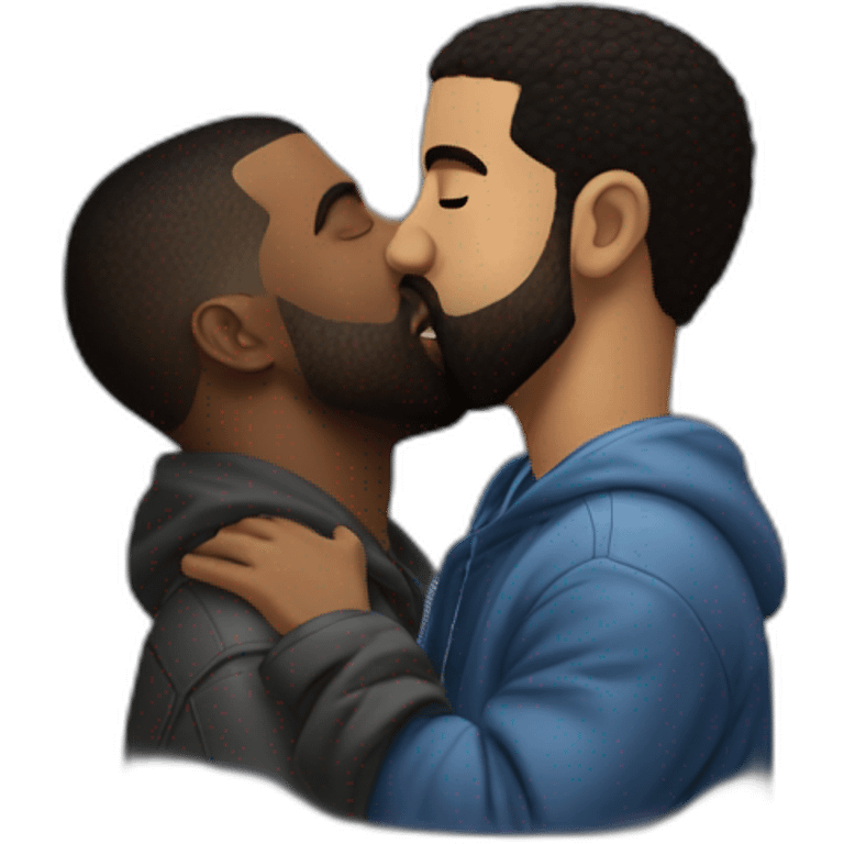 Drake kissing Kanye west on the cheek emoji