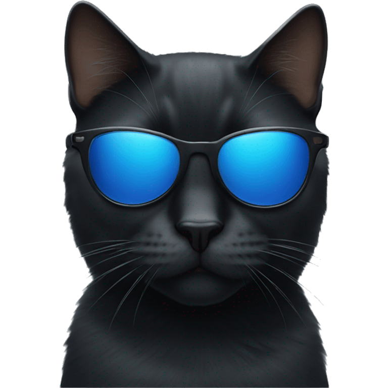 black cat wearing blue sunglasses emoji