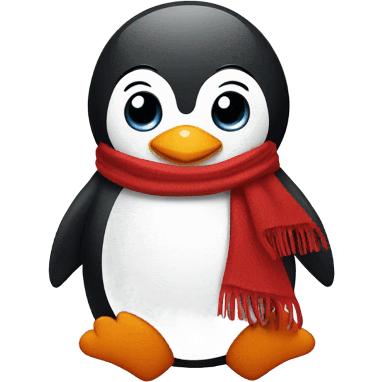 Penguin wearing a red scarf  emoji