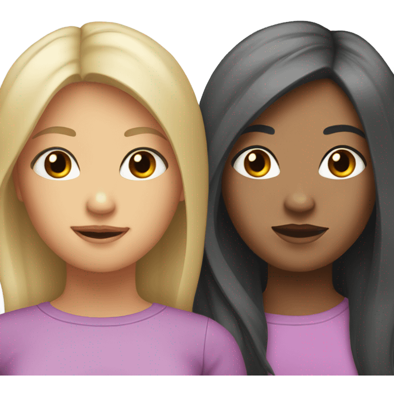 Two sister, one of them has black hair and the other ones are blondish emoji