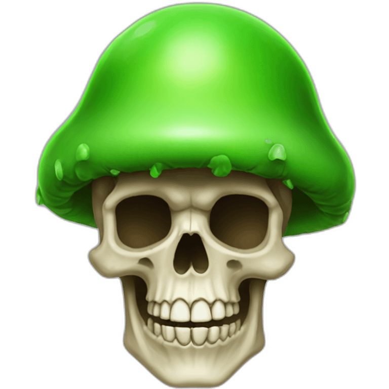 skull with green mushroom cap oh head emoji