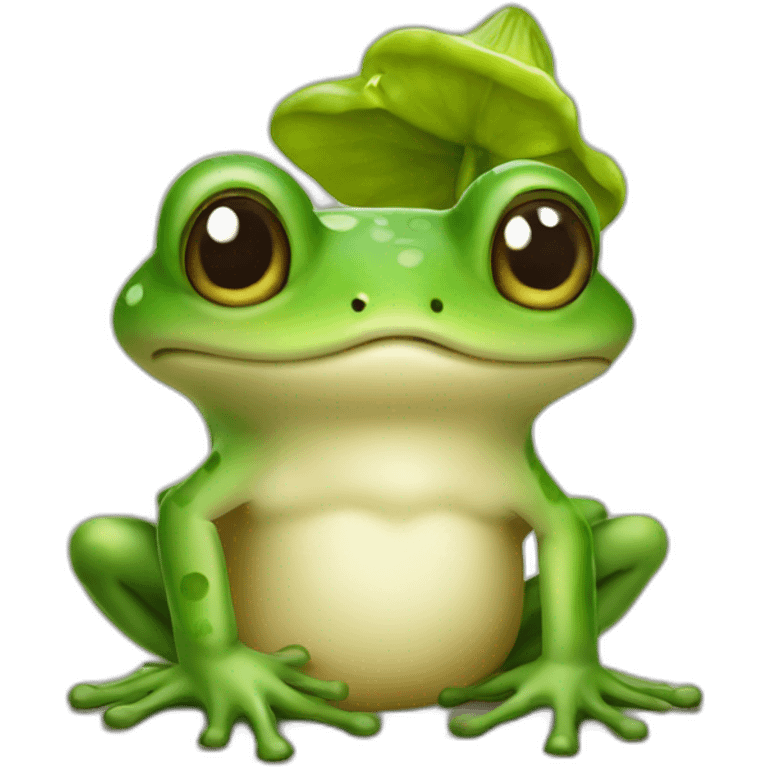 Une grenouille sur un champignons emoji