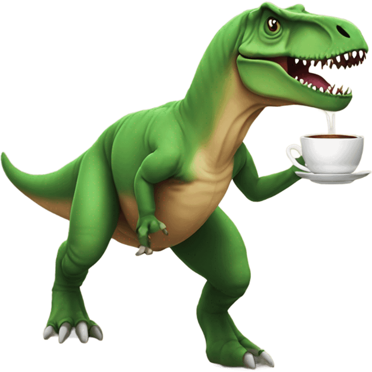 T. rex with tea emoji