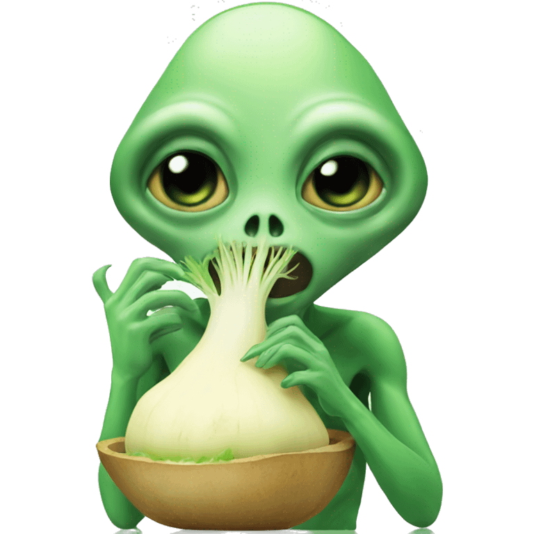 Alien eating turnip emoji