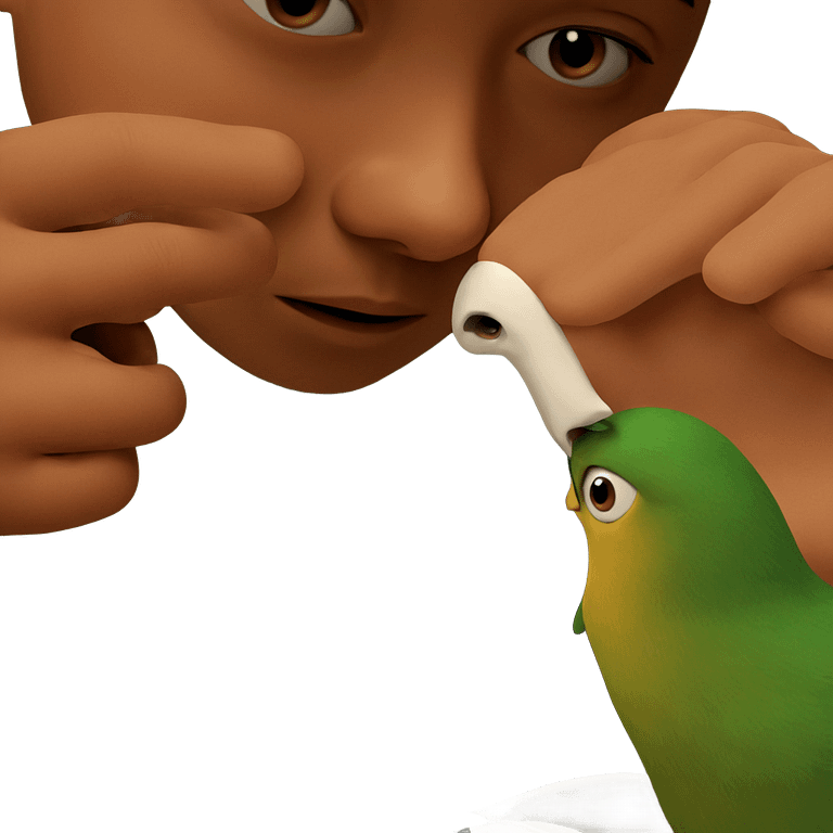 boy and bird close-up emoji