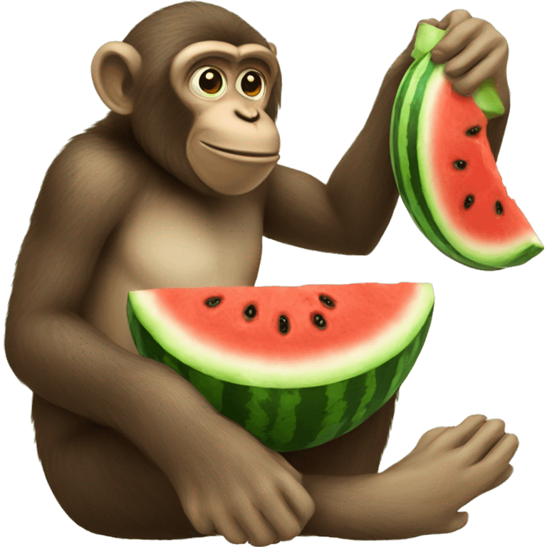 A monkey eating watermelon emoji