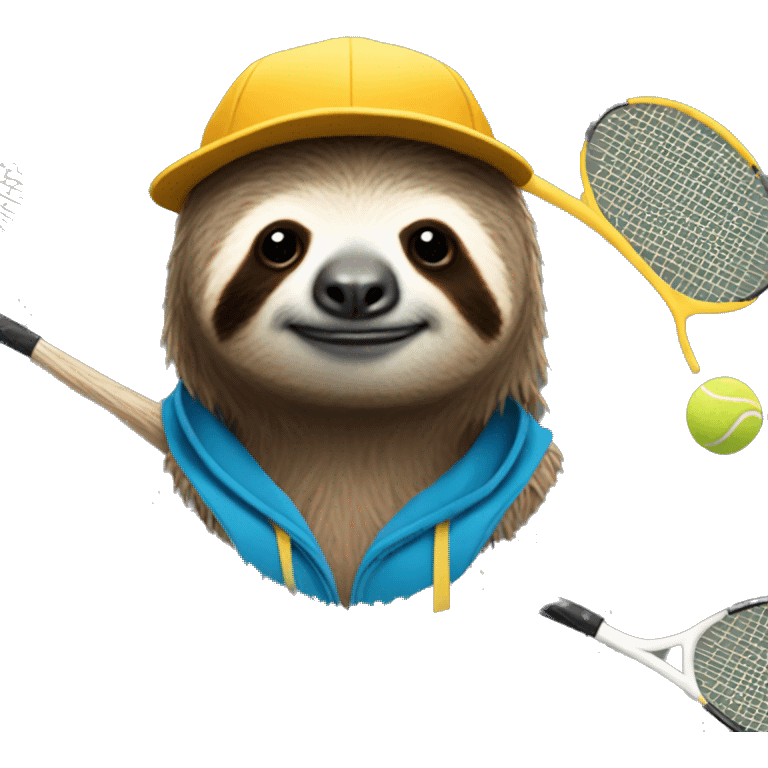 sloth in a cap with a tennis racket emoji