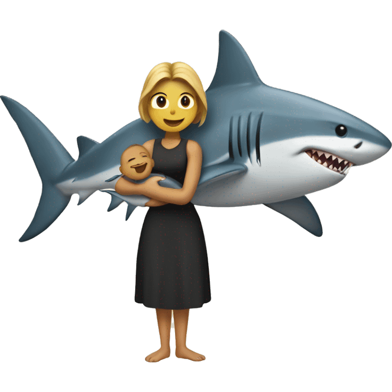 shark holding a woman emoji