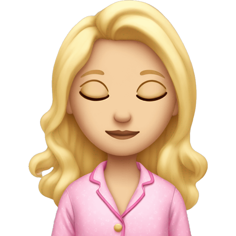 Blonde Princess sleeping in a pink Pyjama  emoji