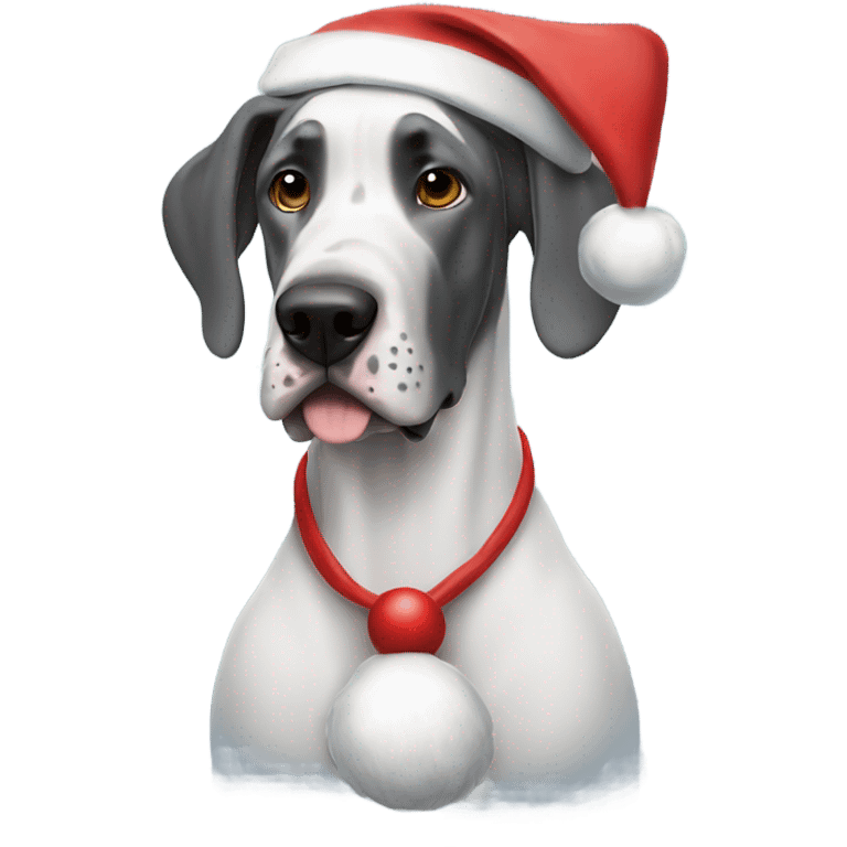 great dane with santa hat emoji