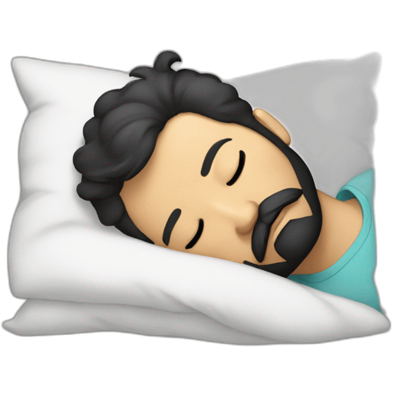 Sleeping man with black beard and short wavy hair emoji