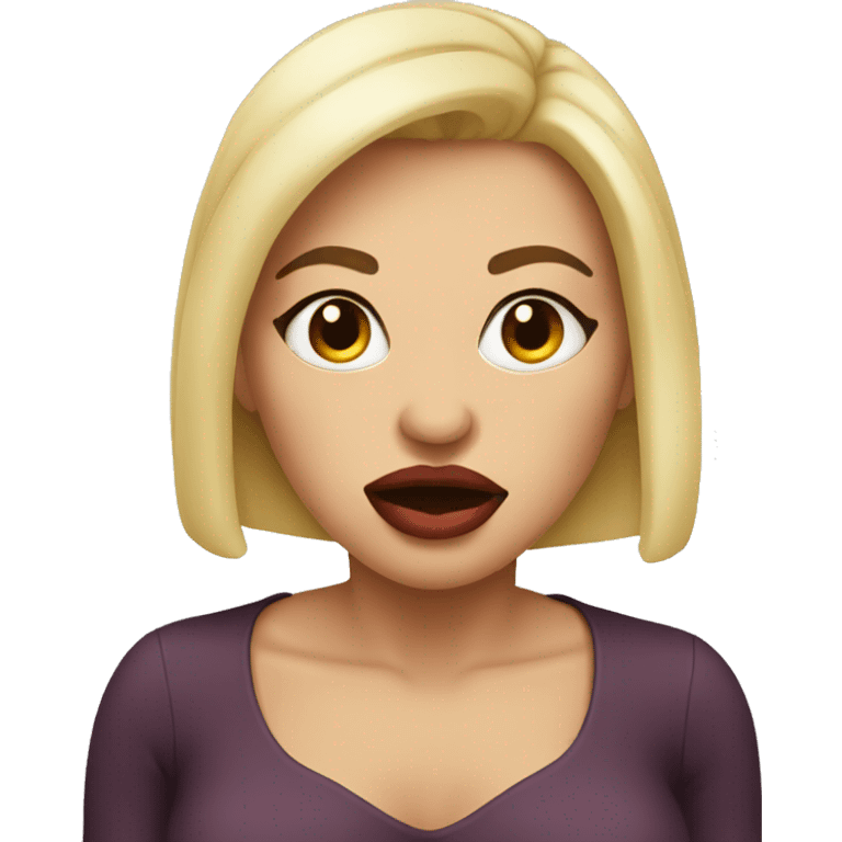 woman with extremely big lips making a sassy face  emoji