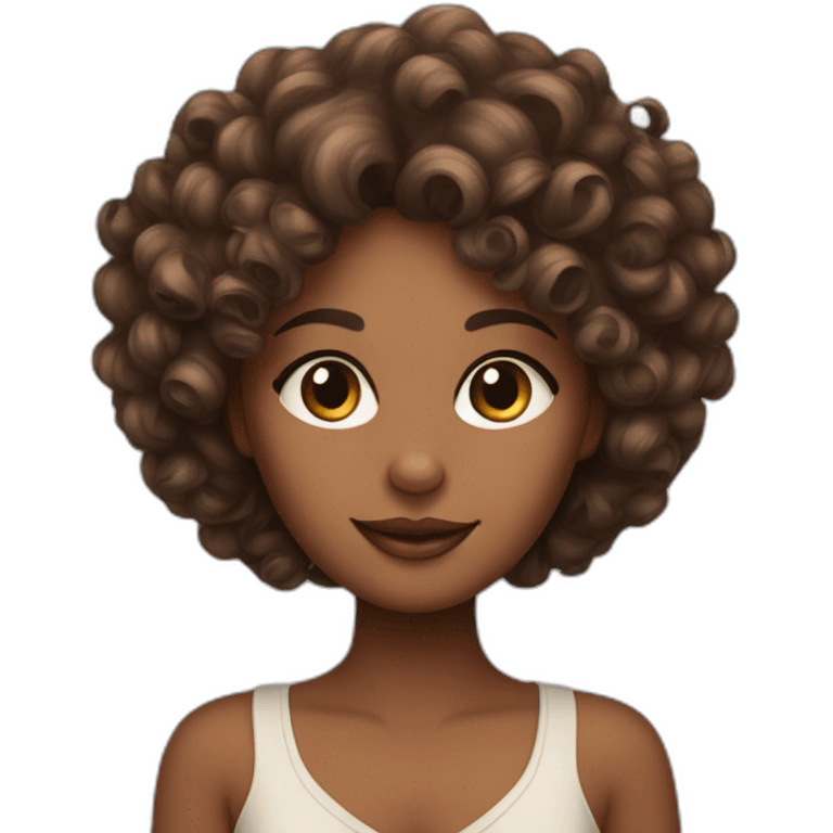 curly hair brown skin lady with siamese cat emoji