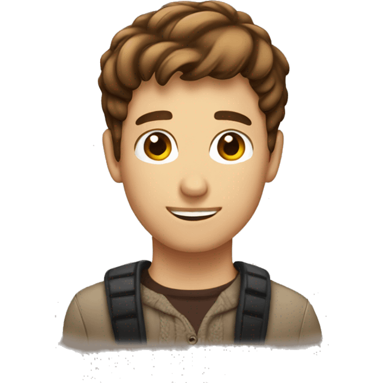 Short brown hair male with christmas vibe emoji