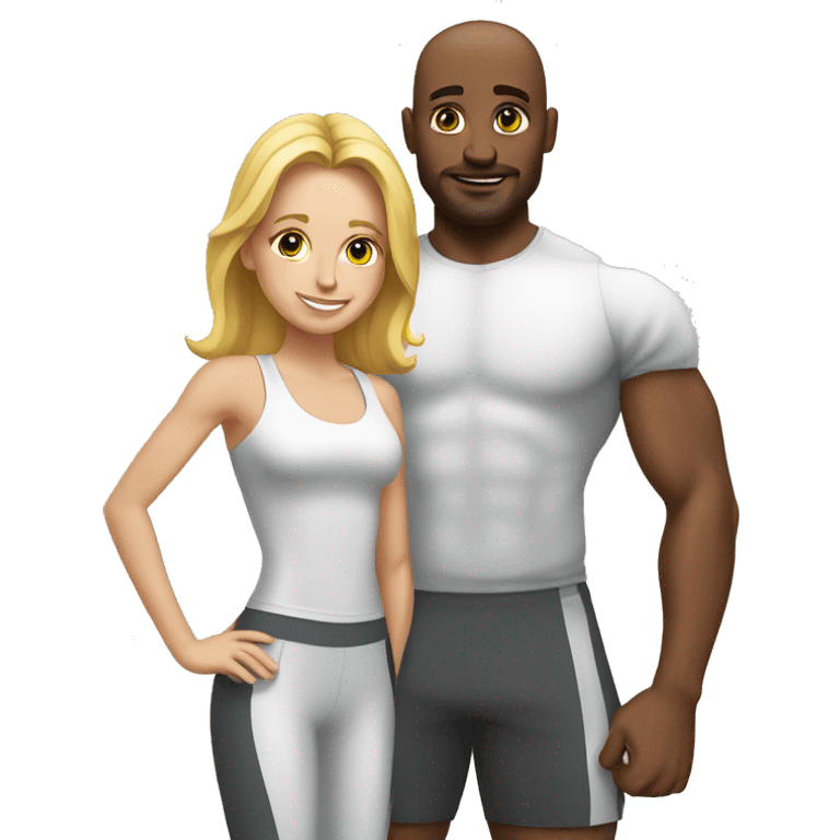 White couple in gym emoji