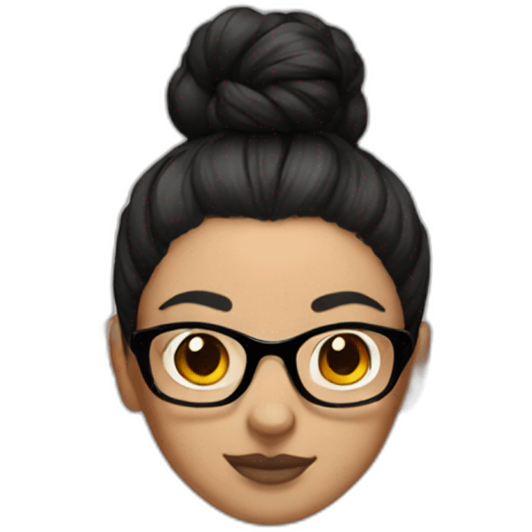 fox glasses black hair bun emoji