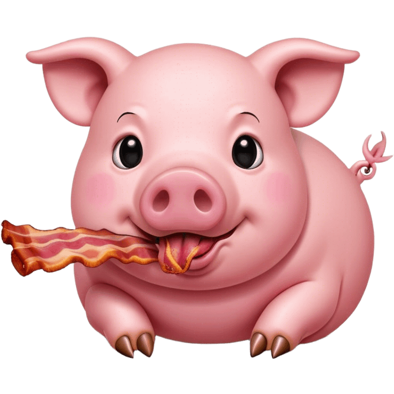 Pig eating bacon emoji