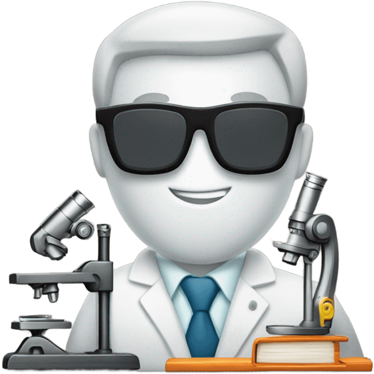 toolbox for scientist with a book, glasses, microscope emoji