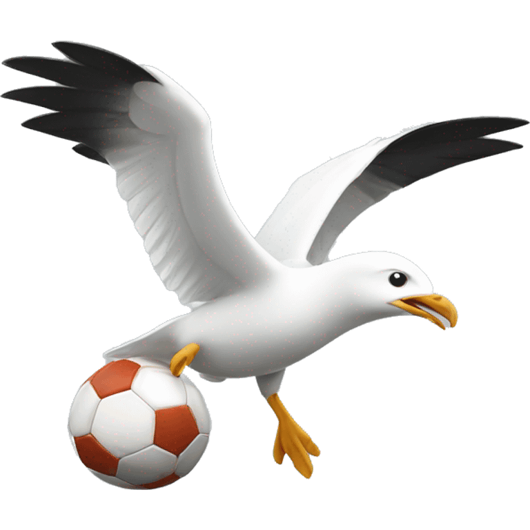 saegull flying  with soccer ball emoji