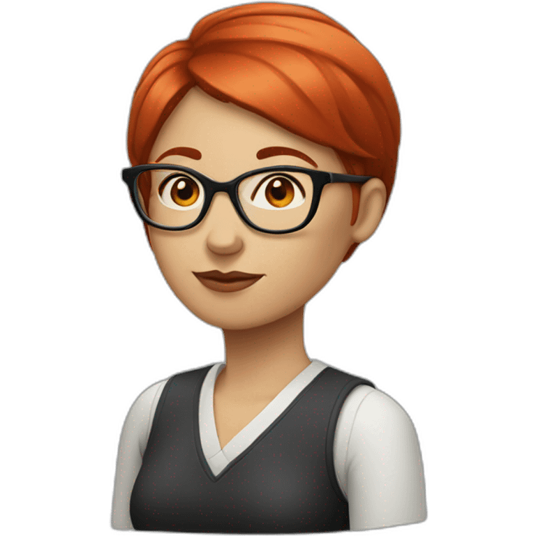 woman with short red hair and big glasses emoji