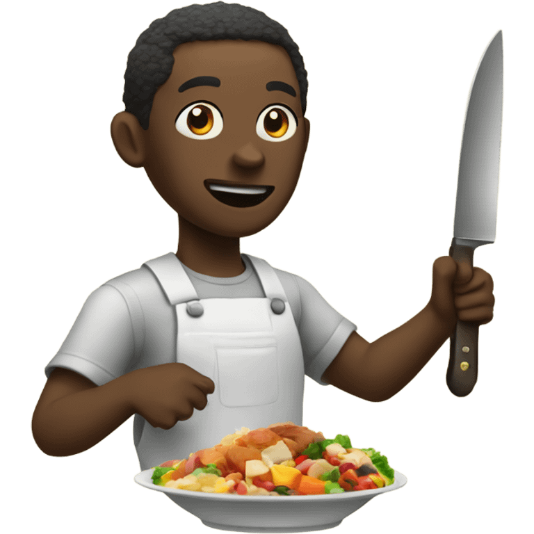 black man with a knife cutting food  emoji