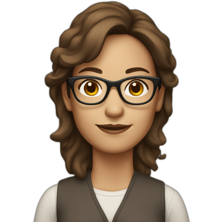 42 year old woman brown hair glasses emoji