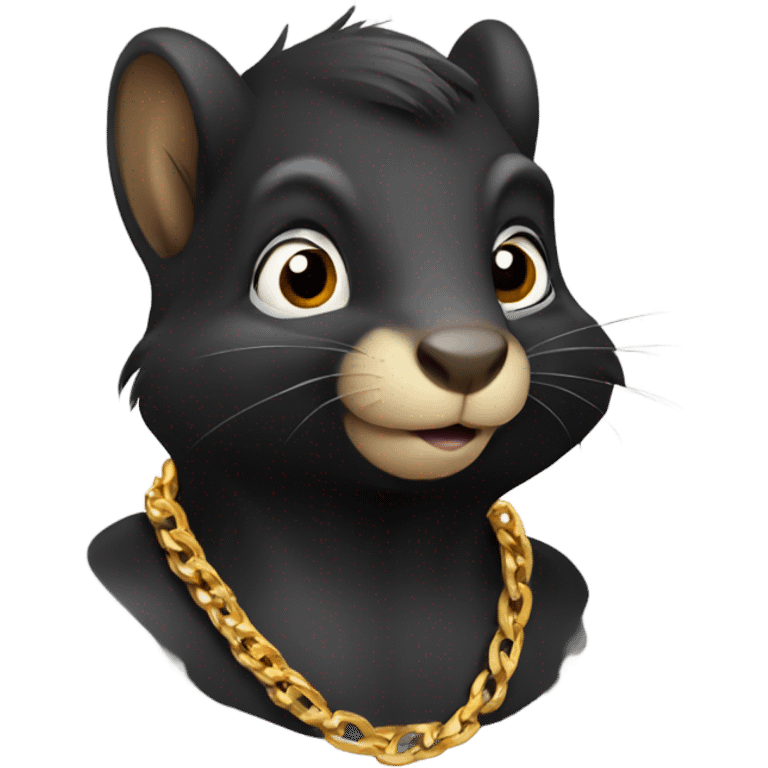 Black Squirrel wearing gold chain emoji