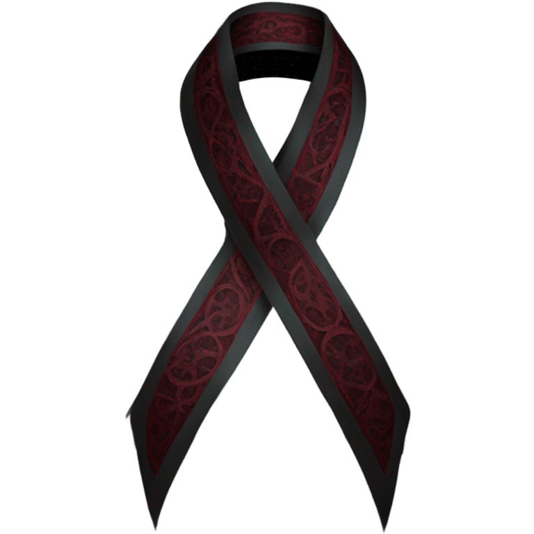 Gothic style black ribbon with burgundy red moons on the sides emoji