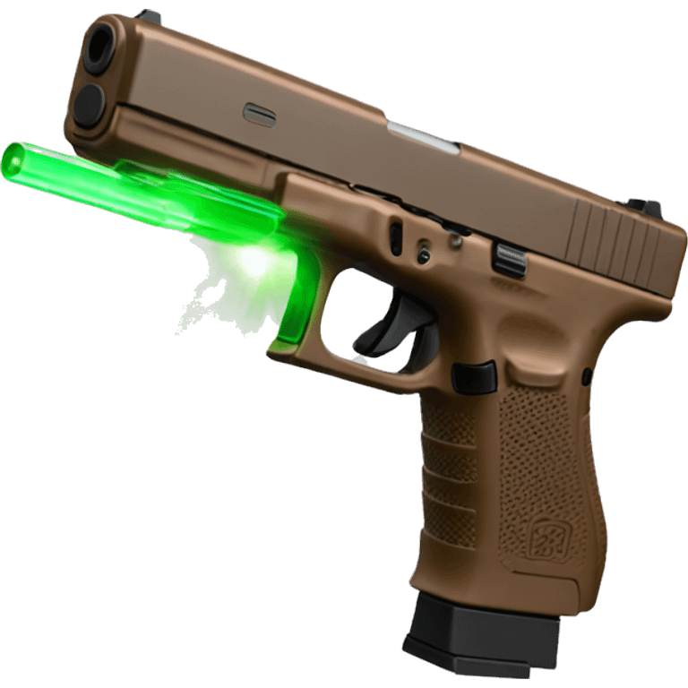 Brown Glock 17 with drum and green laser beam  emoji