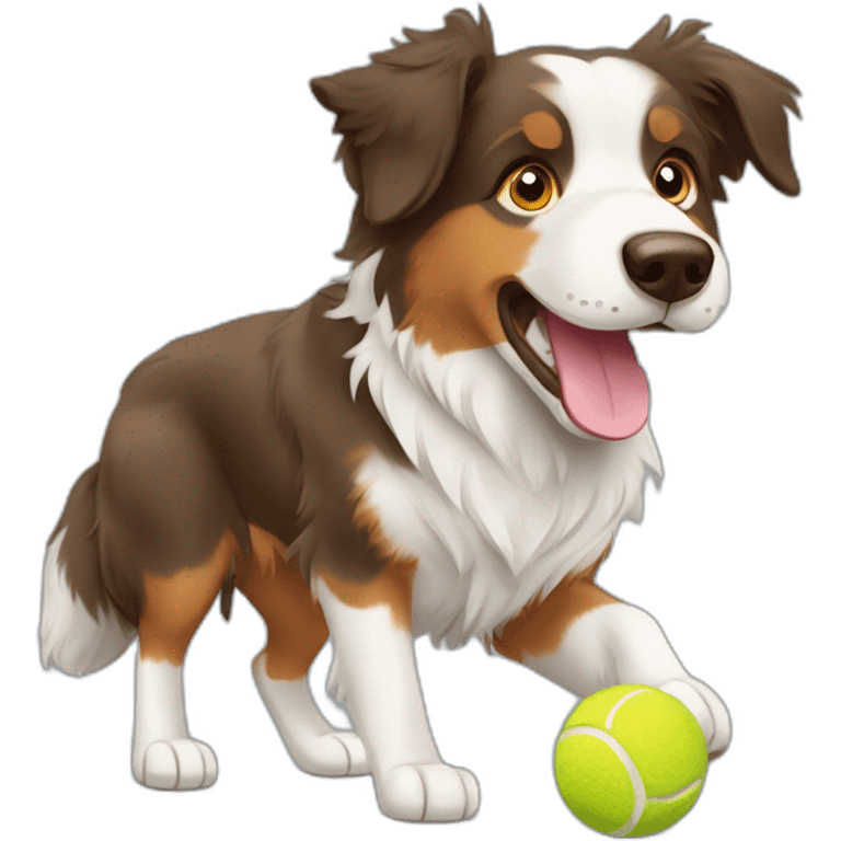 australian shepherd fetching tennis ball emoji