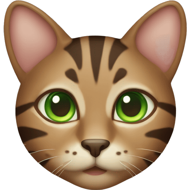 Brown striped cat green eyes emoji