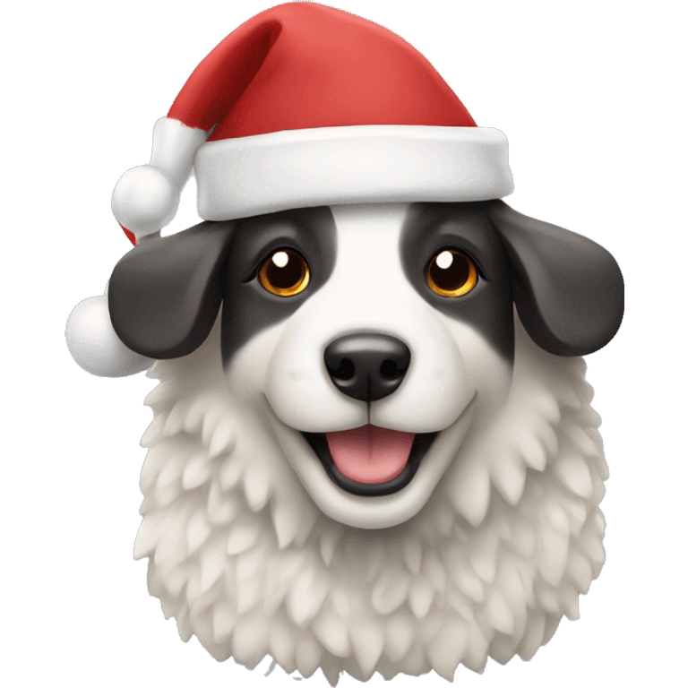 Sheep dog with a Christmas hat emoji