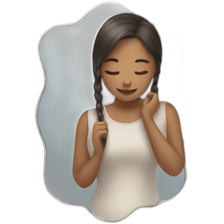 girl hugging mirror reflection emoji