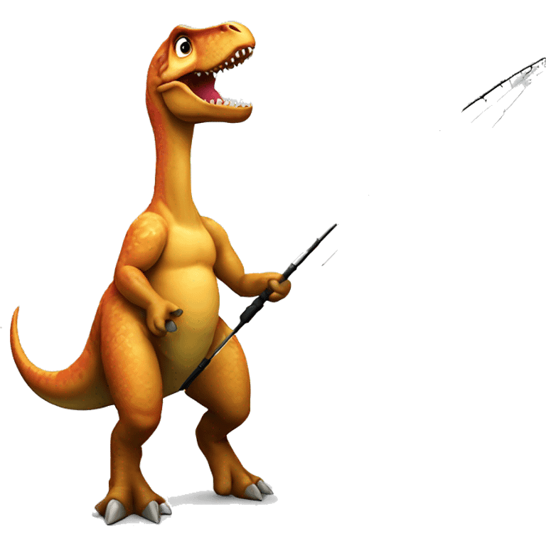 Dinosaur with fishing rod  emoji