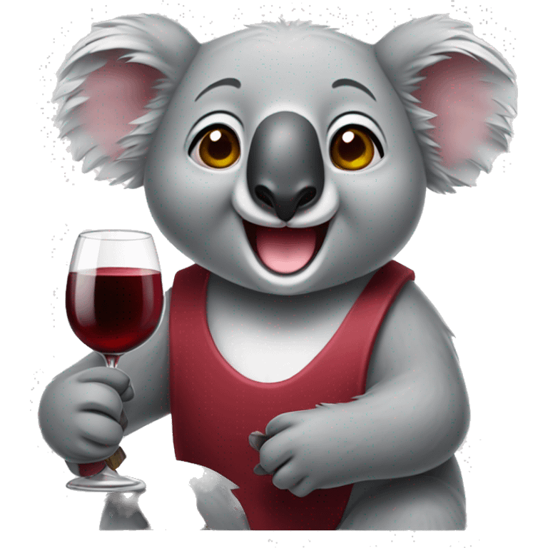 Happy koala with red wine emoji