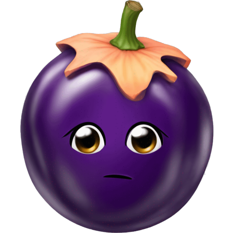 Aubergine in a wet peach emoji