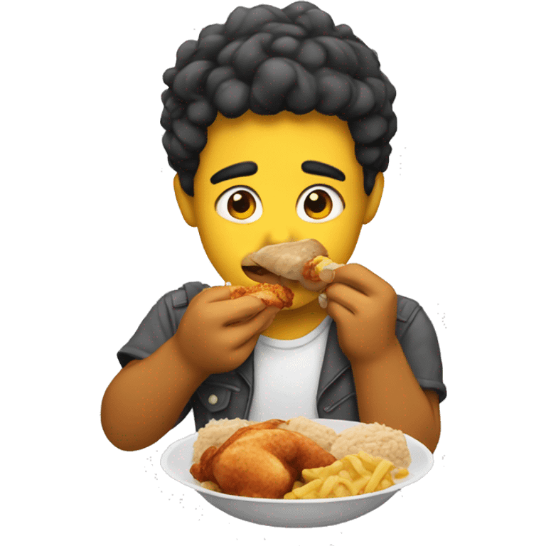 Gage eating chicken emoji