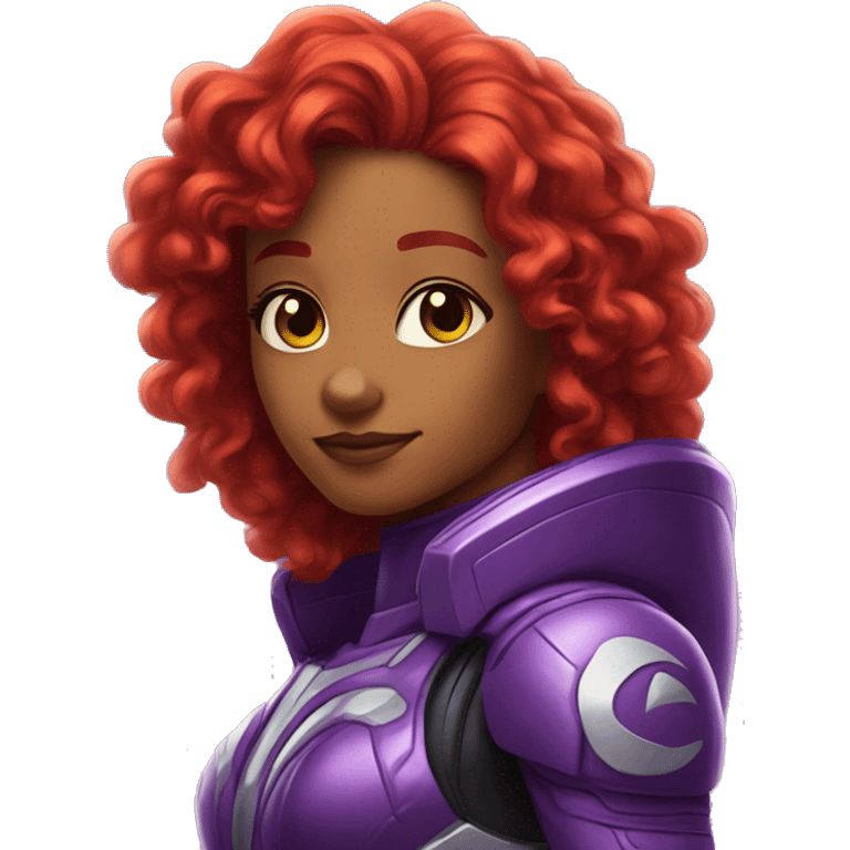 starfire dc glowing red curly hair purple spacesuit  emoji