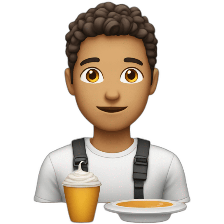 joven pelo Claro con cabra café emoji